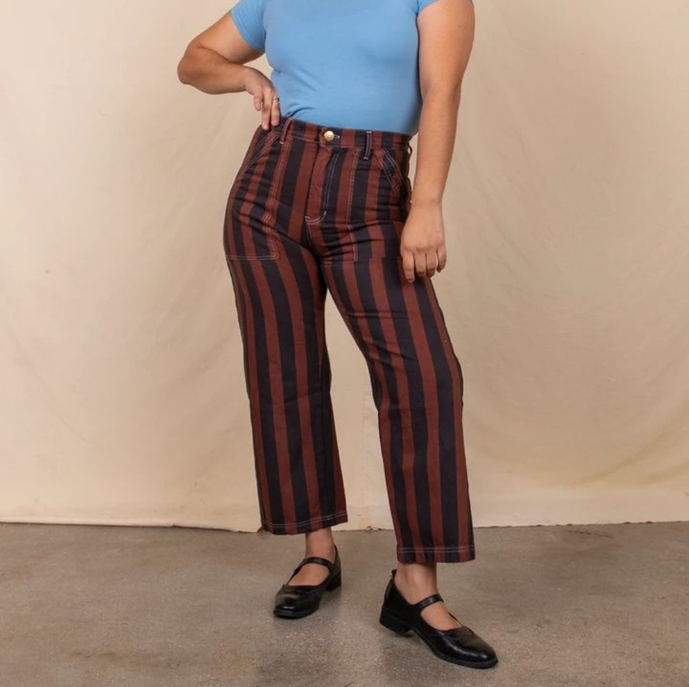 Big Bud Press Work Pants brown stripe size large